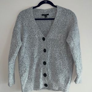 Forever 21 Oversized Gray Button Sweater Small